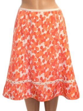 Sigrid Olsen Vintage Silk Cotton Blend Ruffle Hem Coral Summer Skirt 4 Y2K